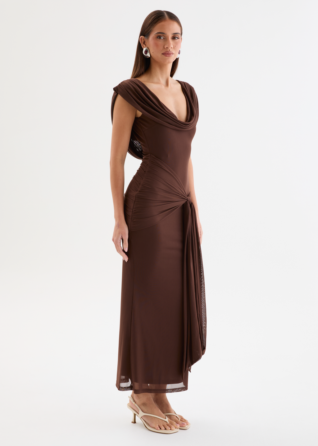 Myah Mesh Maxi Dress - Chocolate