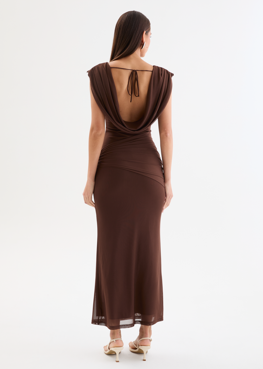 Myah Mesh Maxi Dress - Chocolate