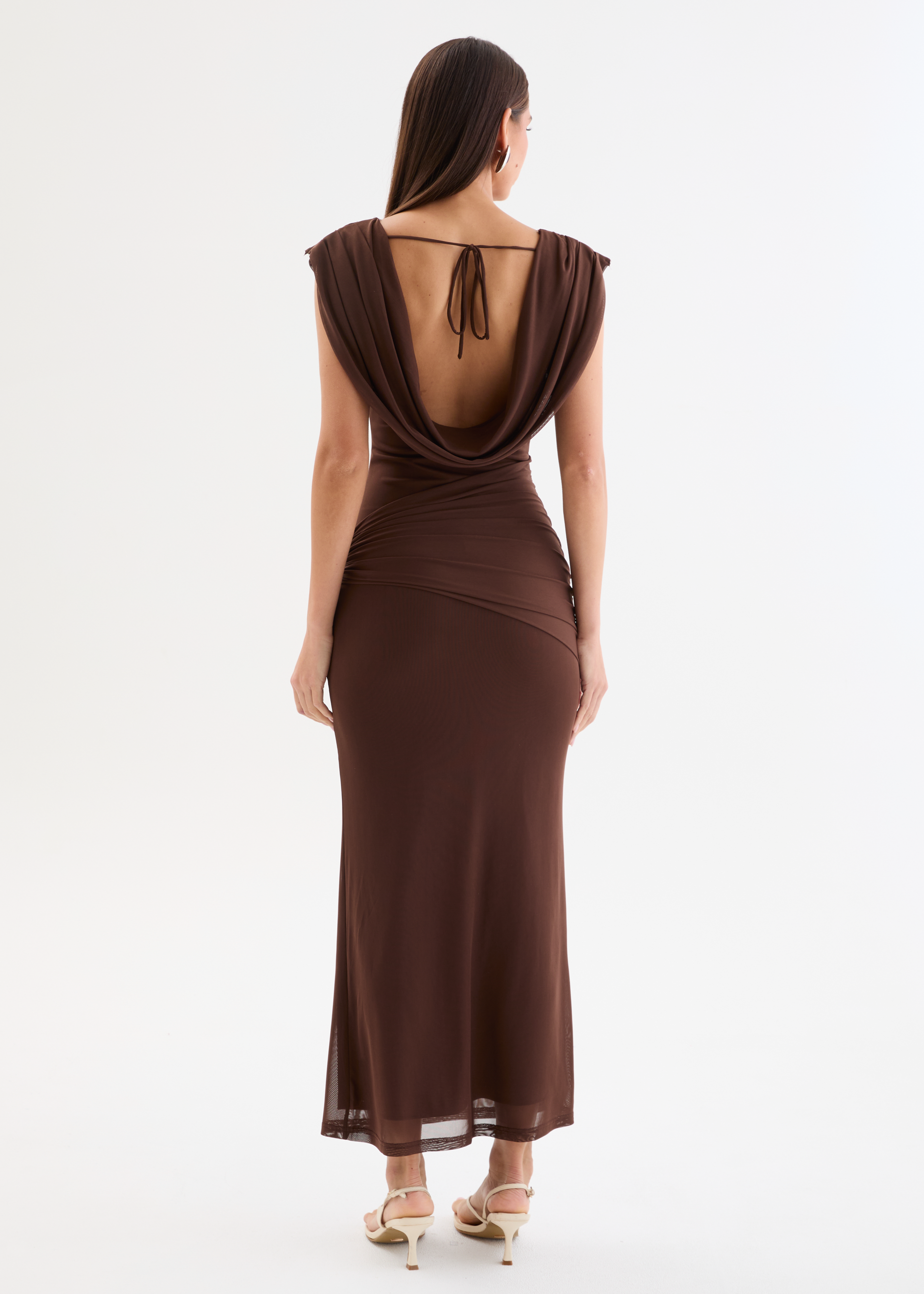 Myah Mesh Maxi Dress - Chocolate