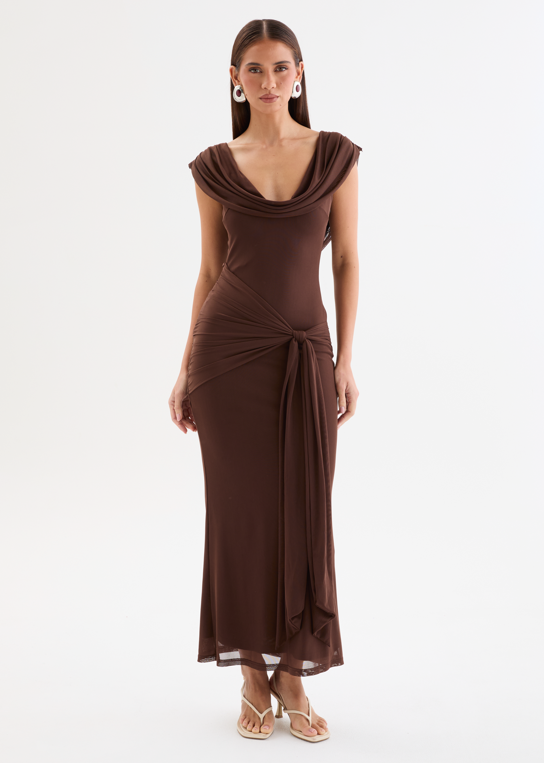 Myah Mesh Maxi Dress - Chocolate
