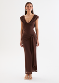 Myah Mesh Maxi Dress - Chocolate