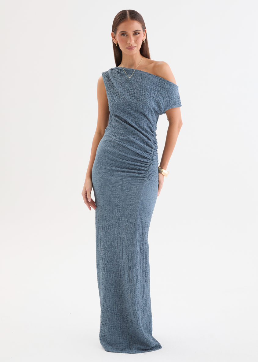 Xarli Drop Shoulder Maxi Dress - Steel Blue