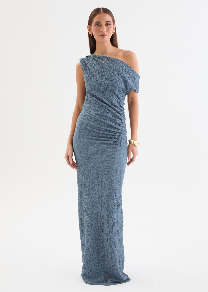Xarli Drop Shoulder Maxi Dress - Steel Blue