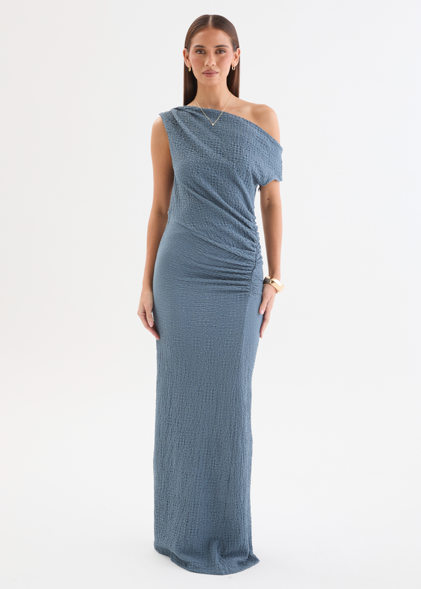 Xarli Drop Shoulder Maxi Dress - Steel Blue