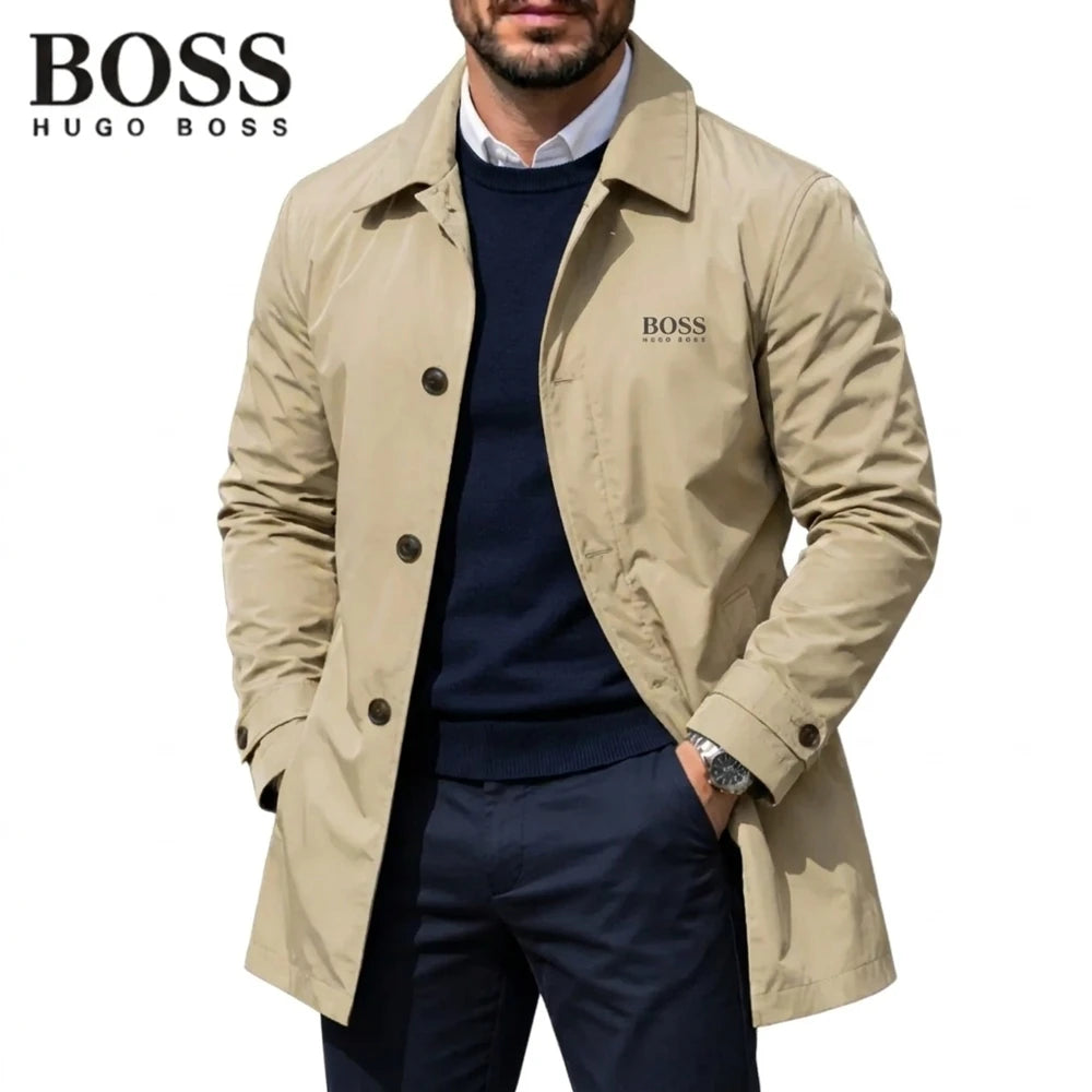Men's Button-Front Collared Coat