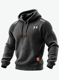 Men’s Quilted Waffle-Texture Solid-Color Long-Sleeve Hooded Top